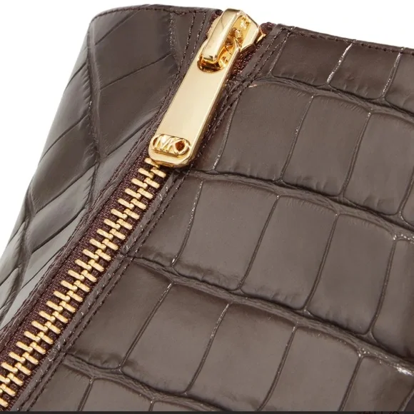 Michael Kors Women’s Cosmo Kitten Heel Bootie- Chocolate Brown Leather- Size 7 - Picture 4 of 11